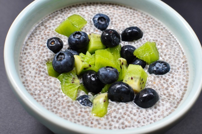 Chia PUdding Close Blueberries
