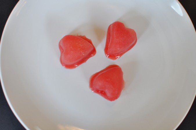 watermelon ice cubes close up